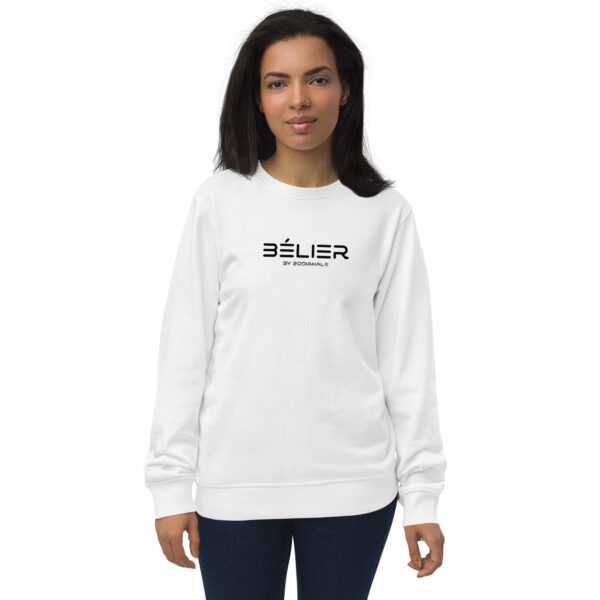 Unisex Organic Sweatshirt White Front 65ca9e845debd.jpg