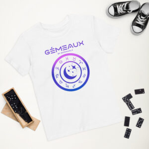 T Shirt Enfant En Coton Biologique Personnalisé Au Signe Astrologique Du Gémeaux